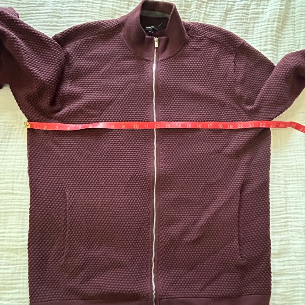 Theory Udeval Breach Puckered Waffle Knit Long Sleeve Full Zip Sweater Jacket